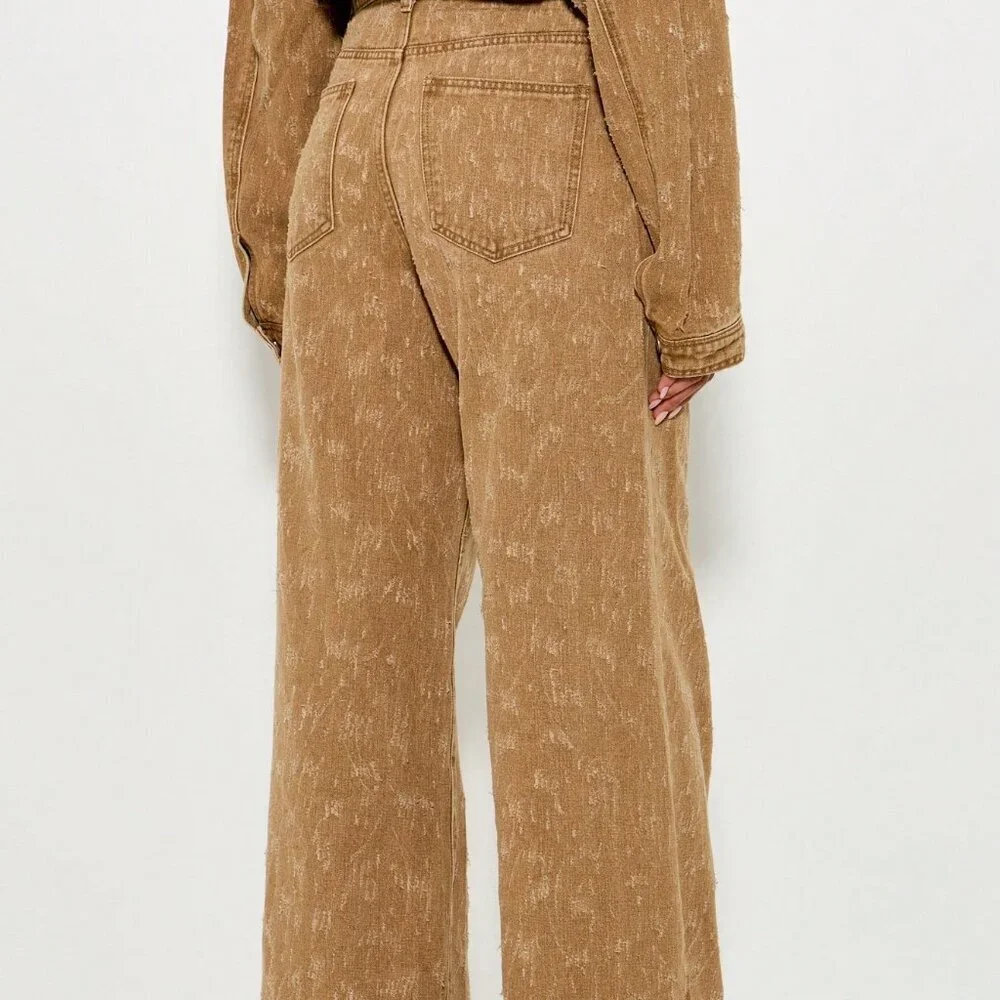 Brown Boho Women's High Rise Flared Bell Bottom Jeans